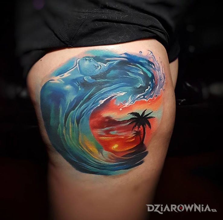 Tatuaż kobieta na fali - postacie