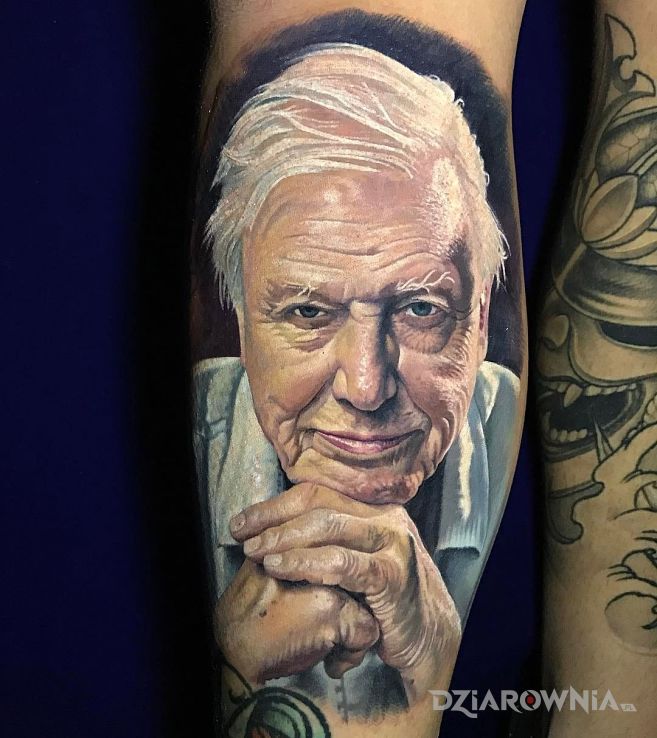 Tatuaż sir david attenborough - realistyczne
