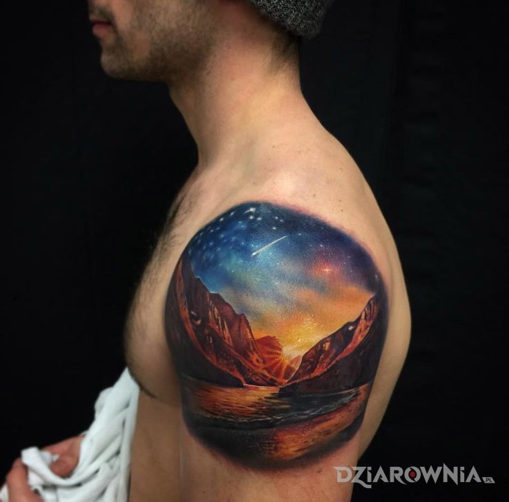 Tatuaż krajobraz - 3D