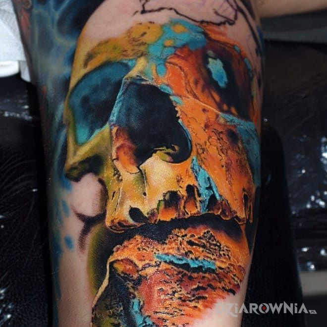 Tatuaż kolorowa czaszka - 3D