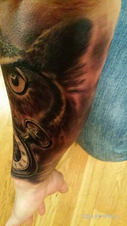Tatuaż sowa i zegar cz3 - realistyczne