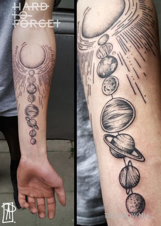 Tatuaż planety - gwiazdy