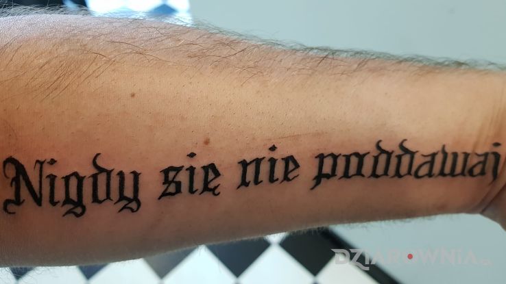Tatuaż nigdy się nie poddawaj - napisy
