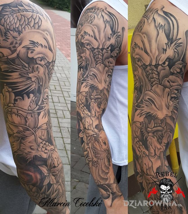 Tatuaż smok - rękawy