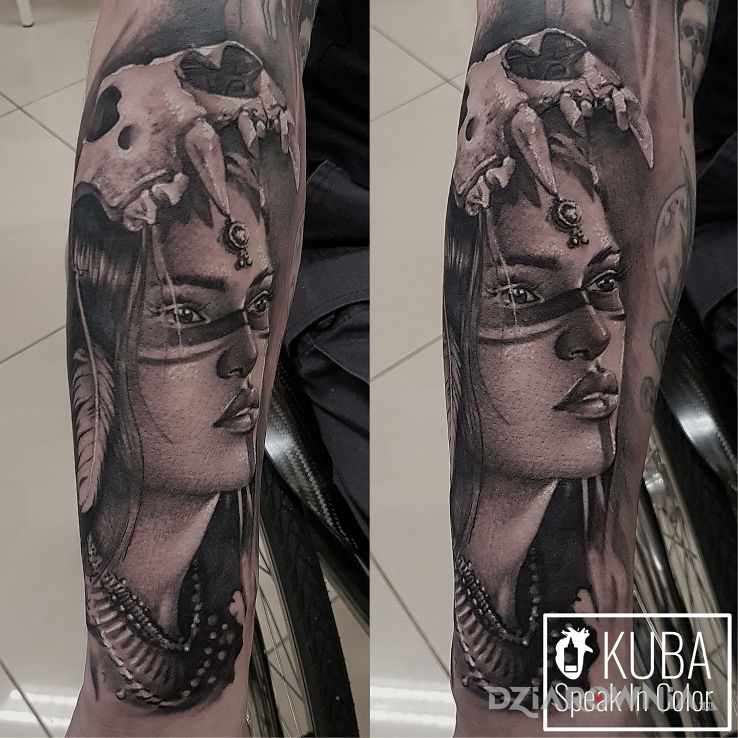 Tatuaż indianeczka od rumianeczka  - indiańskie