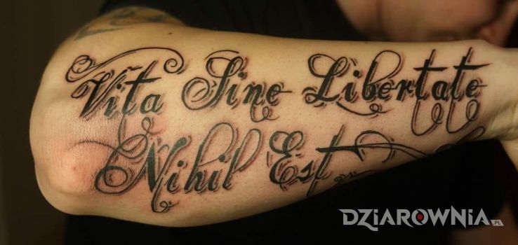 Tatuaż życie bez wolności jest niczym - napisy
