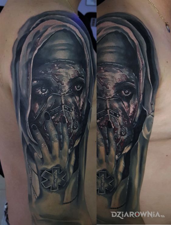 Tatuaż koniec rękawa  - twarze
