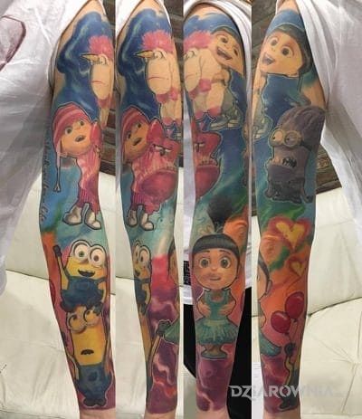 Tatuaż bajkowy rękaw - postacie