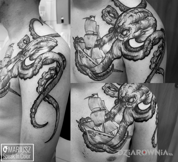 Tatuaż kraken - zwierzęta