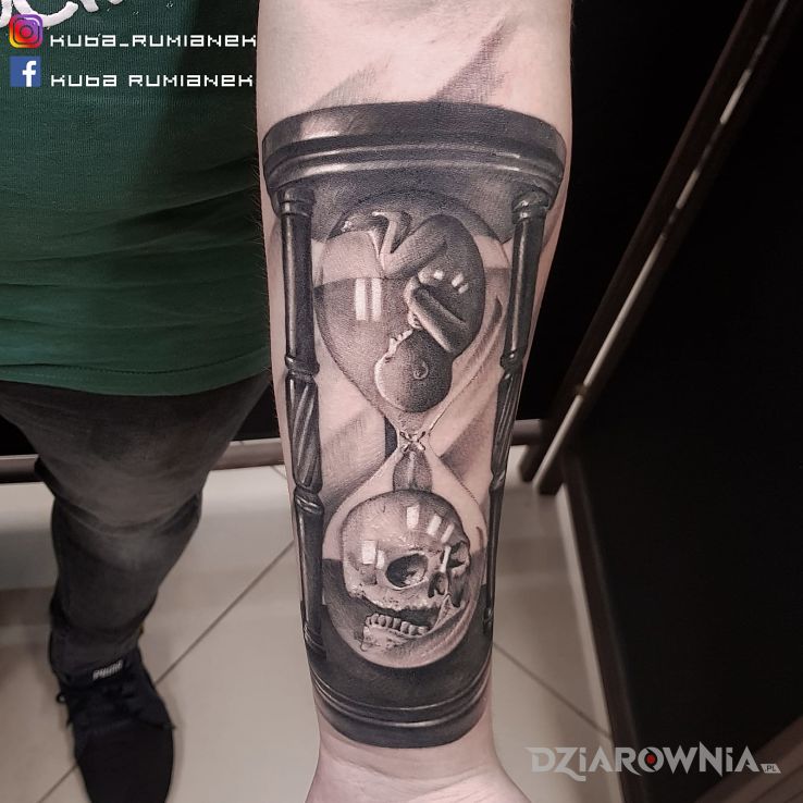 Tatuaż klepsydra - czaszki