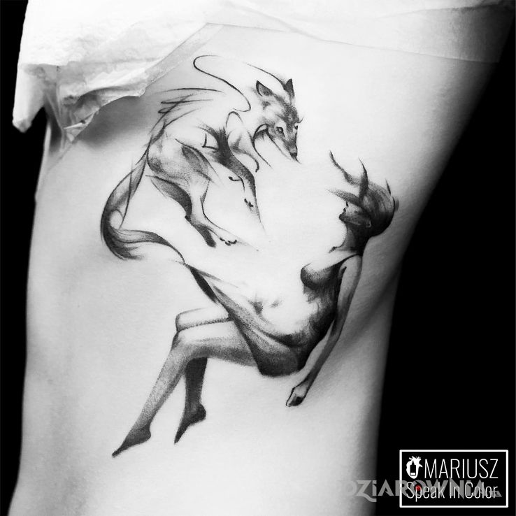 Tatuaż lekka akwarelka - zwierzęta