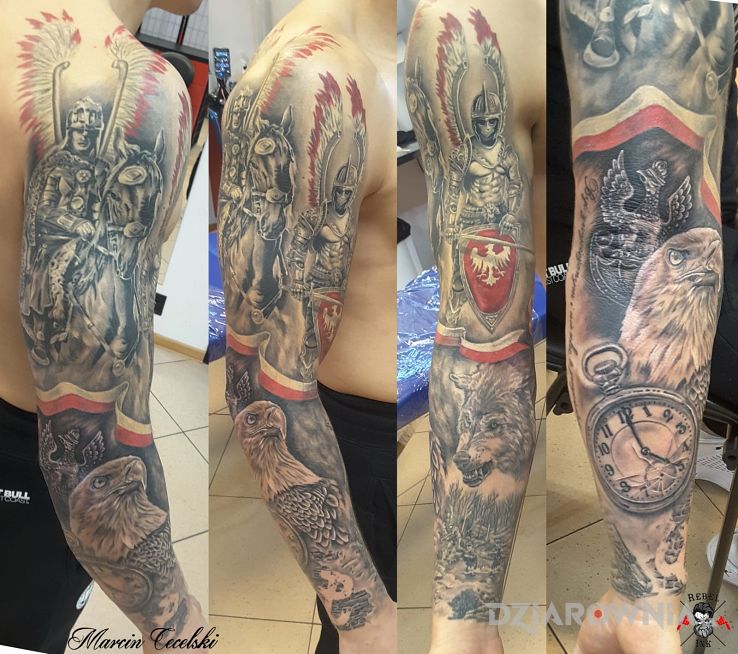 Tatuaż patriotyczny rękaw - kolorowe