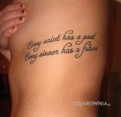 Tatuaż święci i grzesznicy - napisy