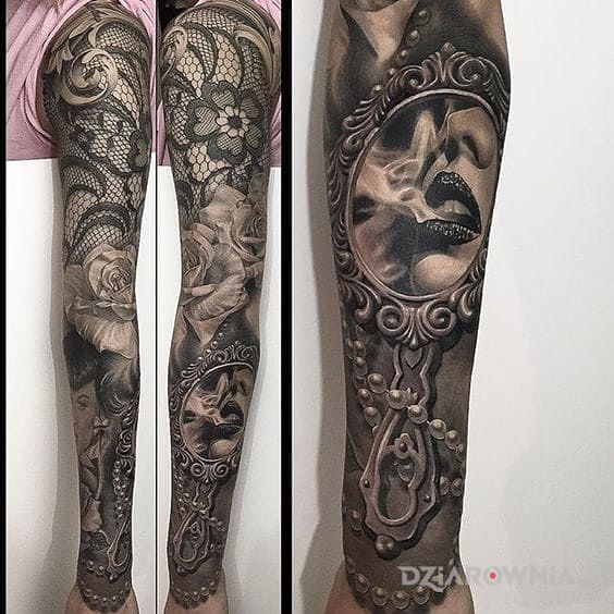 Tatuaż lustereczko - kwiaty