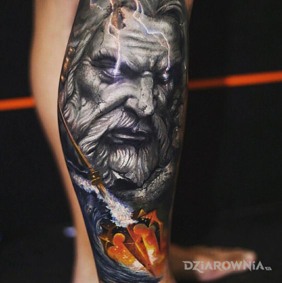 Tatuaż posejdon i zeus - kolorowe
