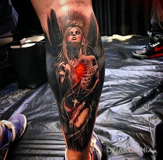 Tatuaż mroczny anioł - anioły