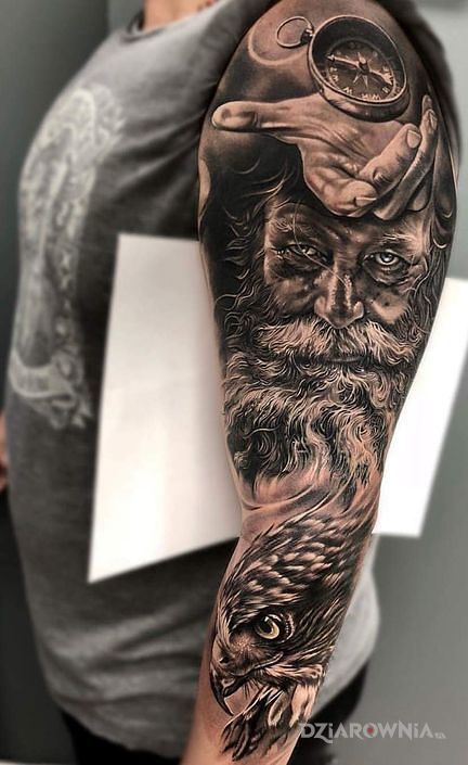 Tatuaż dziadzia i orzel - rękawy