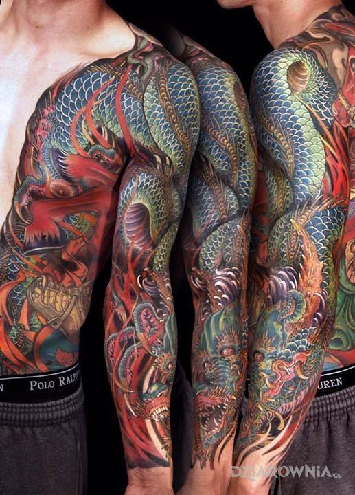 Tatuaż japoński smok - rękawy