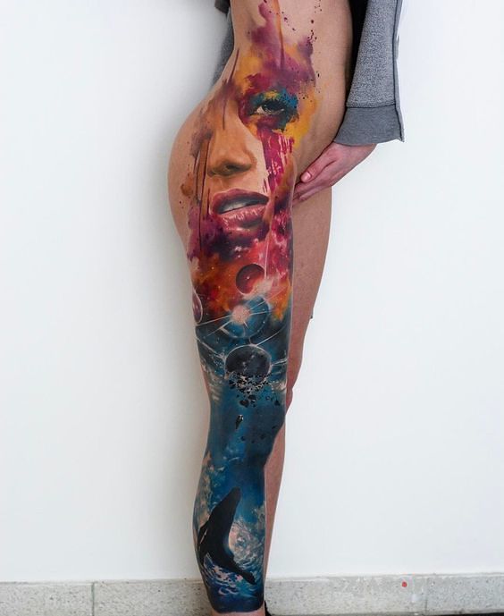 Tatuaż magia kolorów - twarze