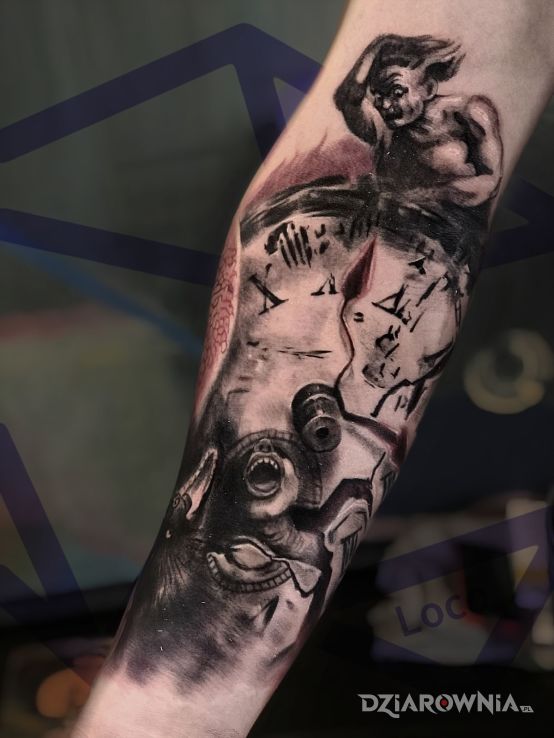 Tatuaż zegar - demony