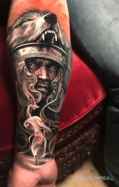 Tatuaż wilczy wojownik - 3D