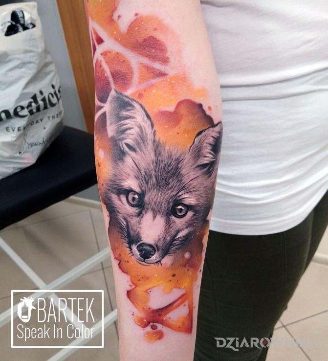 Tatuaż lisek - kolorowe