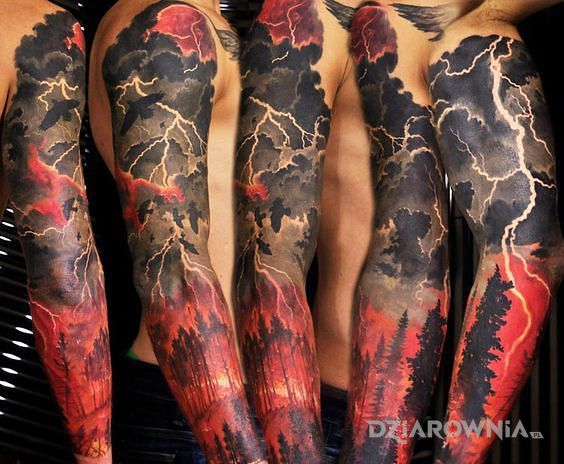 Tatuaż czerwona burza - rękawy