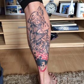 Trash Polka łydka kobieta wilk drzewa