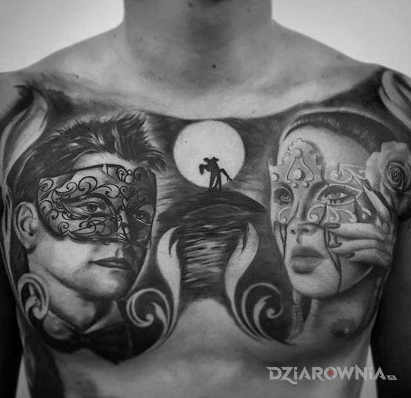 Tatuaż bal maskowy - realistyczne