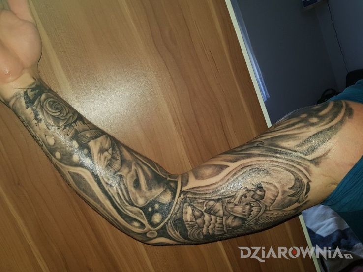 Tatuaż anioł kolejna część rekawu - anioły