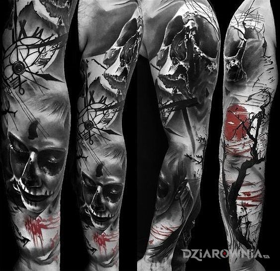Tatuaż mroczny styl - czaszki