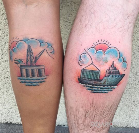 Tatuaż statek i przystań - miłosne