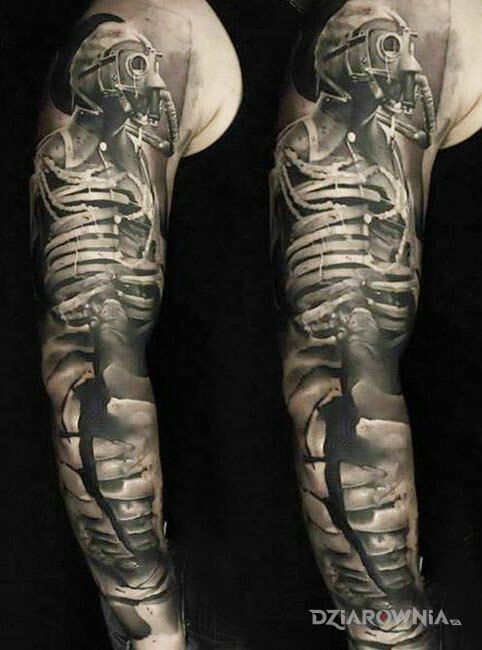 Tatuaż maska przeciwgazowa - rękawy