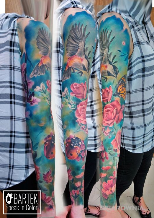 Tatuaż kolor rękaw - kolorowe