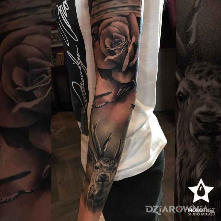 Tatuaż realistyczny rękaw kobiecy - realistyczne
