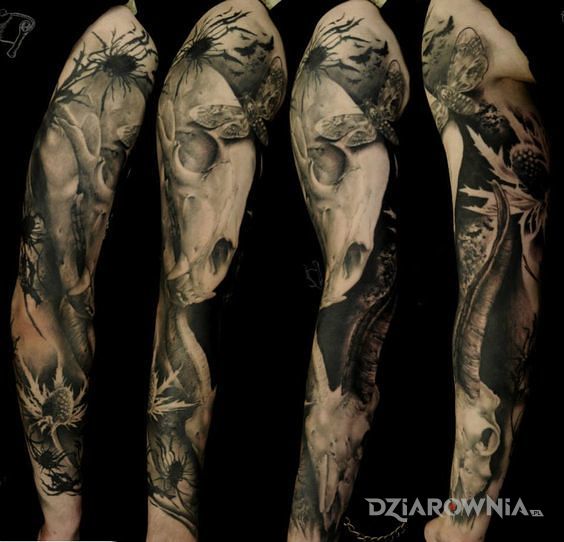 Tatuaż czaszki zwierząt - 3D