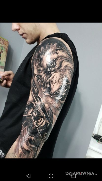 Tatuaż spartan lion tattoo - 3D