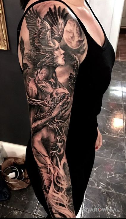 Tatuaż skrzydlata głowa - 3D