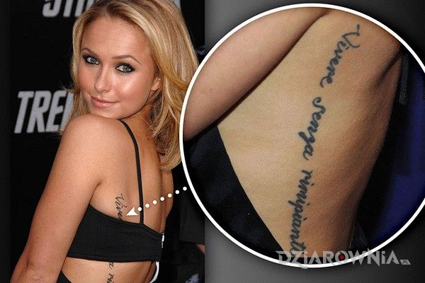 Tatuaż hayden panettiere - napis na żebrach - Hayden Panettiere