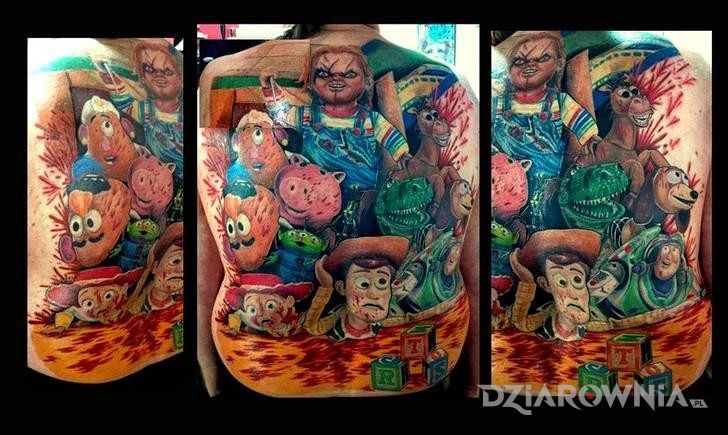 Tatuaż rzeź zabawek - postacie