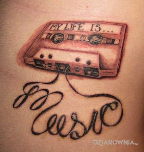 Tatuaż my life is music - napisy