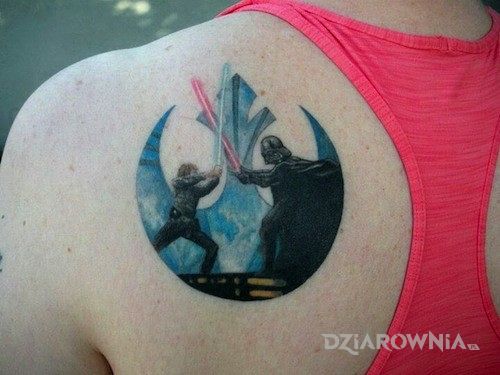 Tatuaż darth vader i luke skywalker - postacie