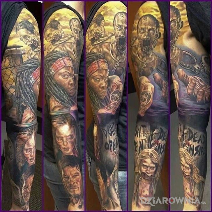 Tatuaż praca w konwencji the walking dead - postacie