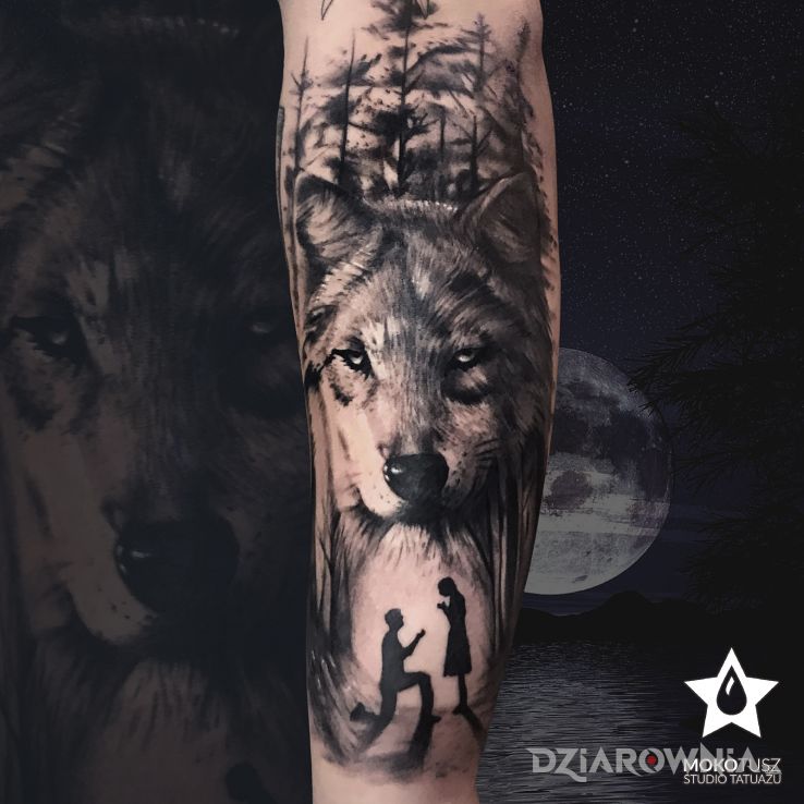 Tatuaż wyjątkowy wilk na wyjątkową okazję d - postacie