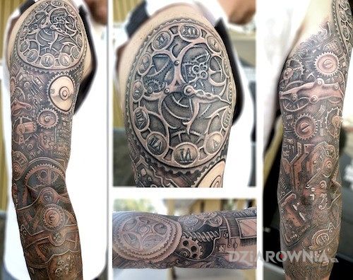 Tatuaż trybiki i zębatki - rękawy