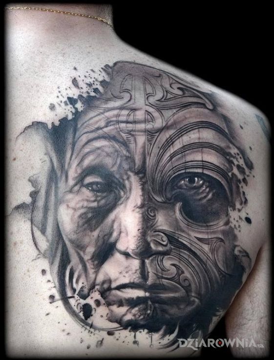 Tatuaż stara postać - twarze