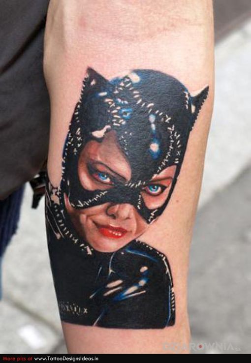 Tatuaż kobieta kot - twarze