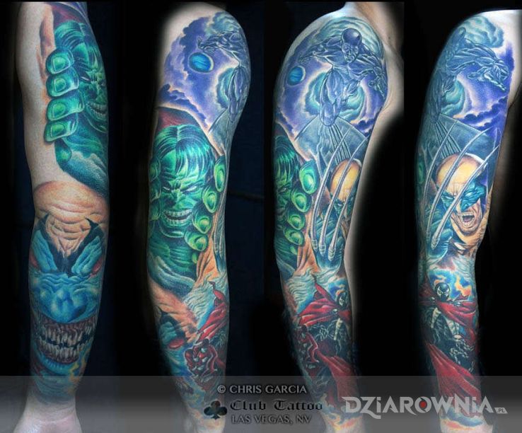 Tatuaż marvel - rękawy