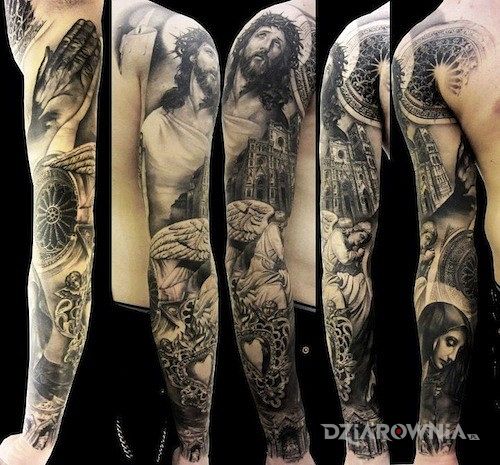 Tatuaż arcydzieło - jezus i maryja - rękawy