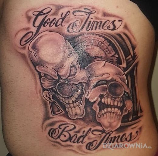 Tatuaż good times bad times - twarze
